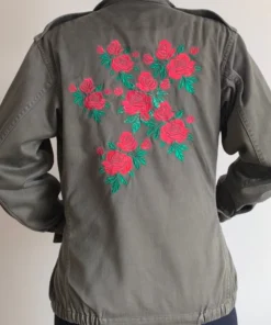 Veste Militaire Roses Rouges